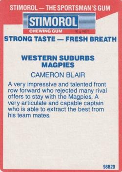 1990 Stimorol NRL #141 Cameron Blair Back